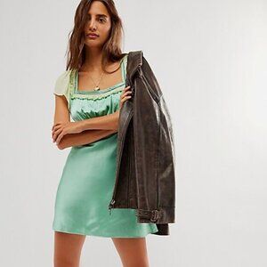 NWOT Free People Violet Visions Mini Dress in Mountain Green Combo